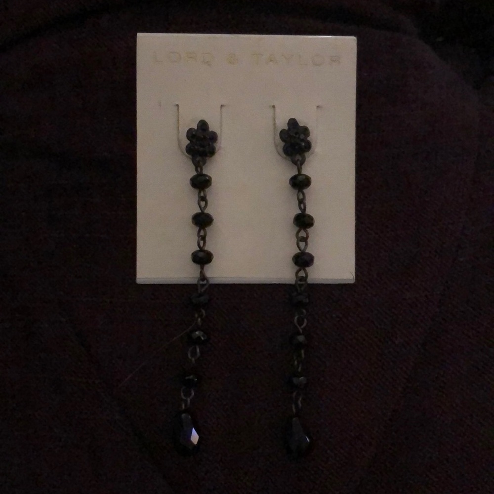 🖤Black Crystals Gothic Long Drop  Earrings